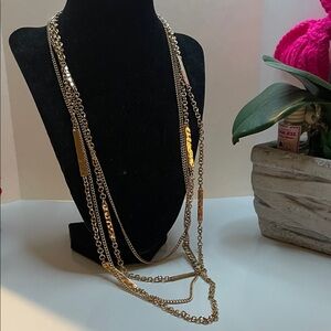 Gold toned Multi-Strand Bar Link Necklace - Women Jewelry